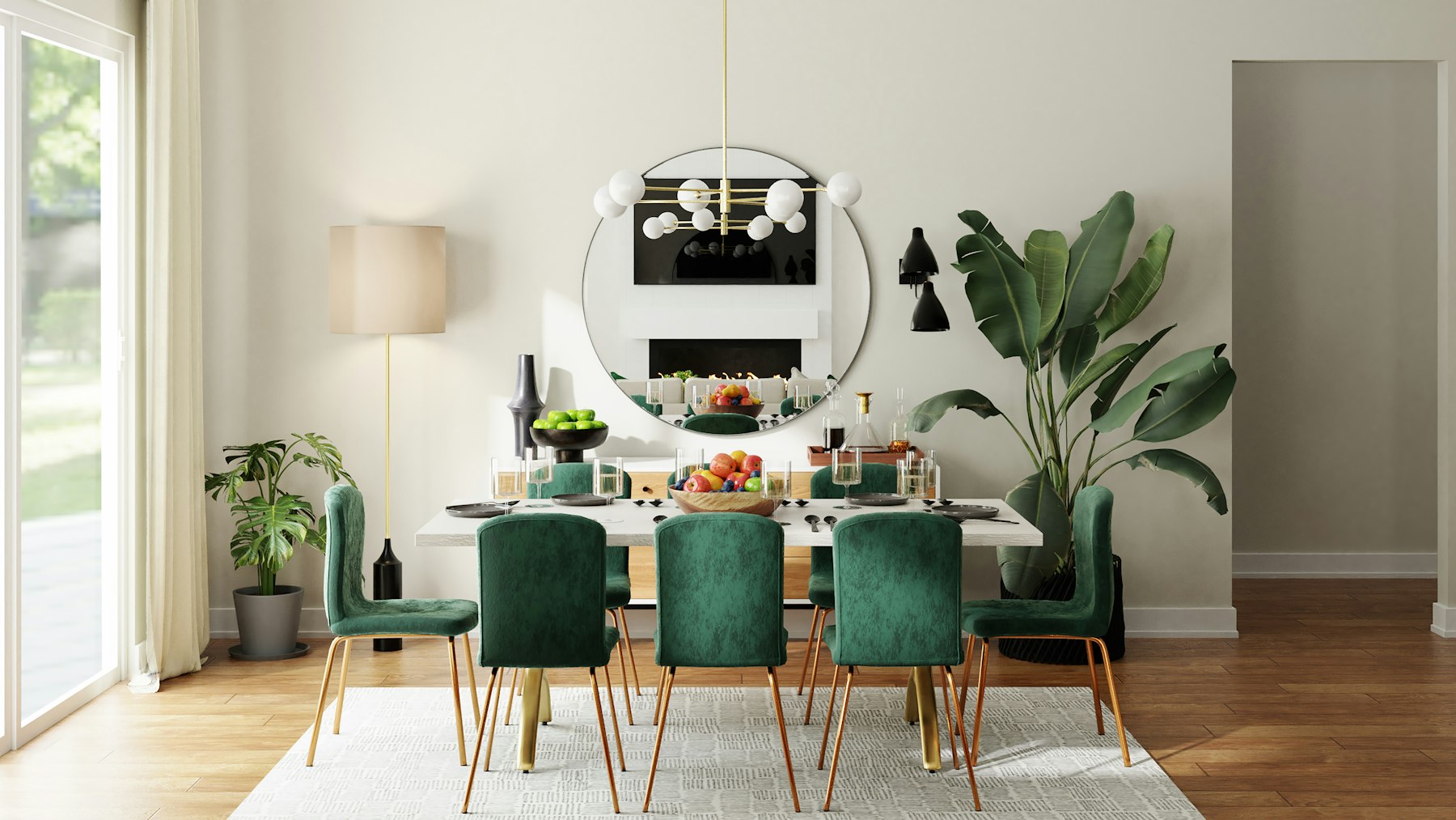 Dining room — Emerald velvet dining