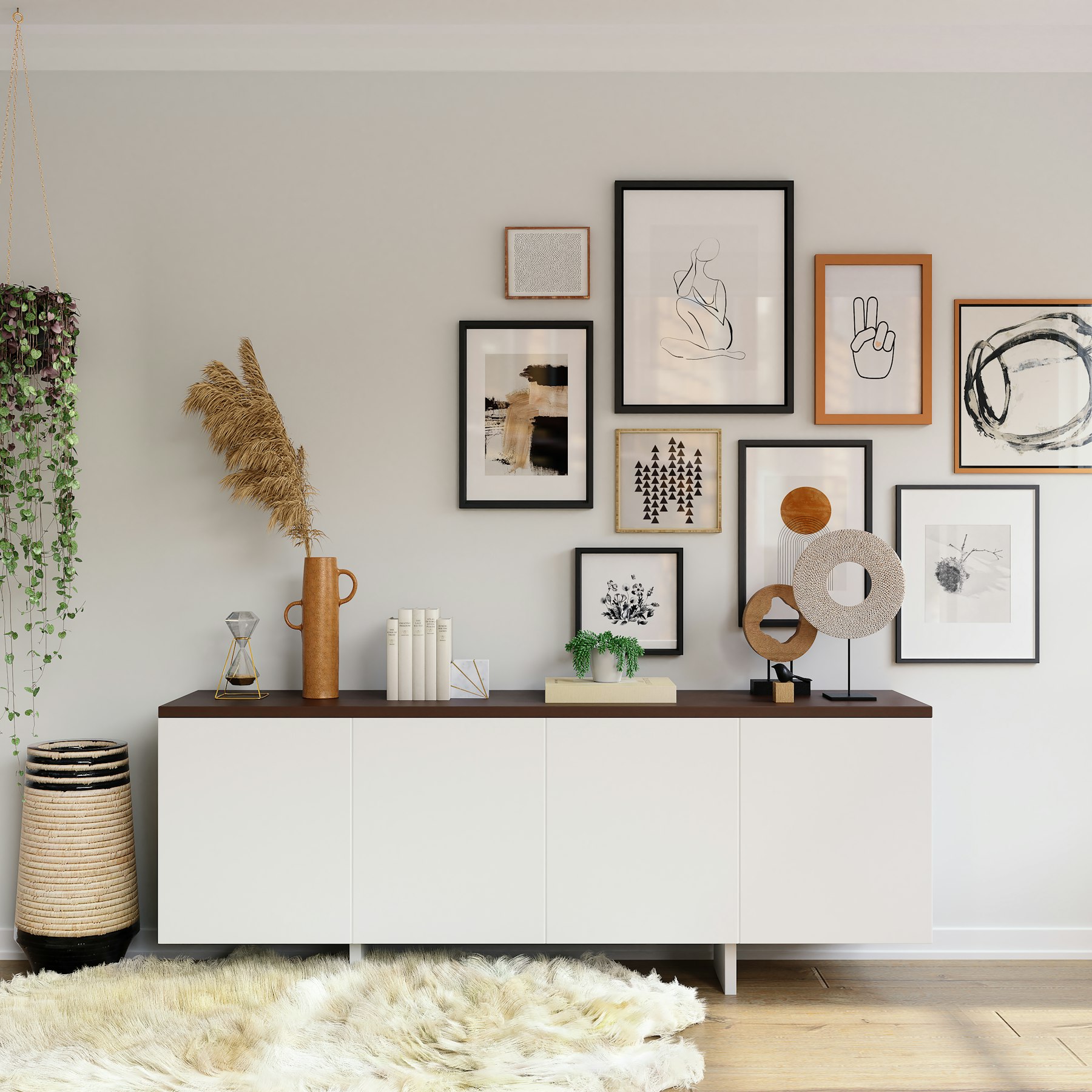 Entry & styling — Sideboard gallery wall