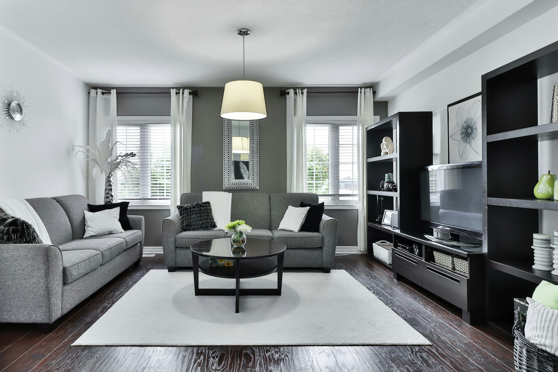 Living room — Classic gray sofas